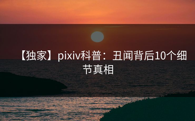 【独家】pixiv科普：丑闻背后10个细节真相